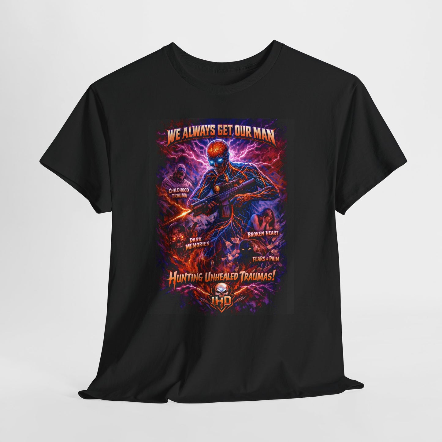 Awakening, Nervous System on the Hunt Graphic T‑Shirt  "We Always Get Our Man"