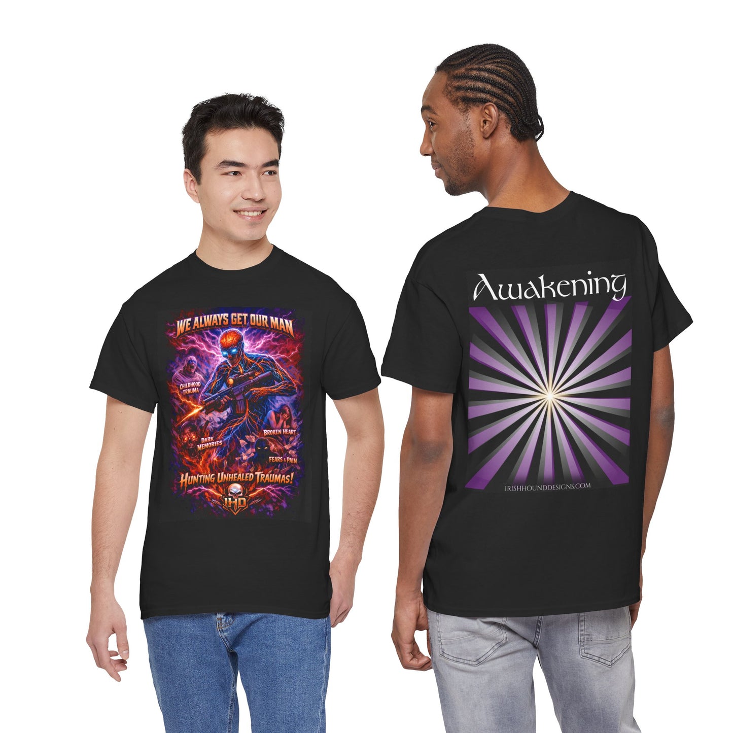 Awakening, Nervous System on the Hunt Graphic T‑Shirt  "We Always Get Our Man"
